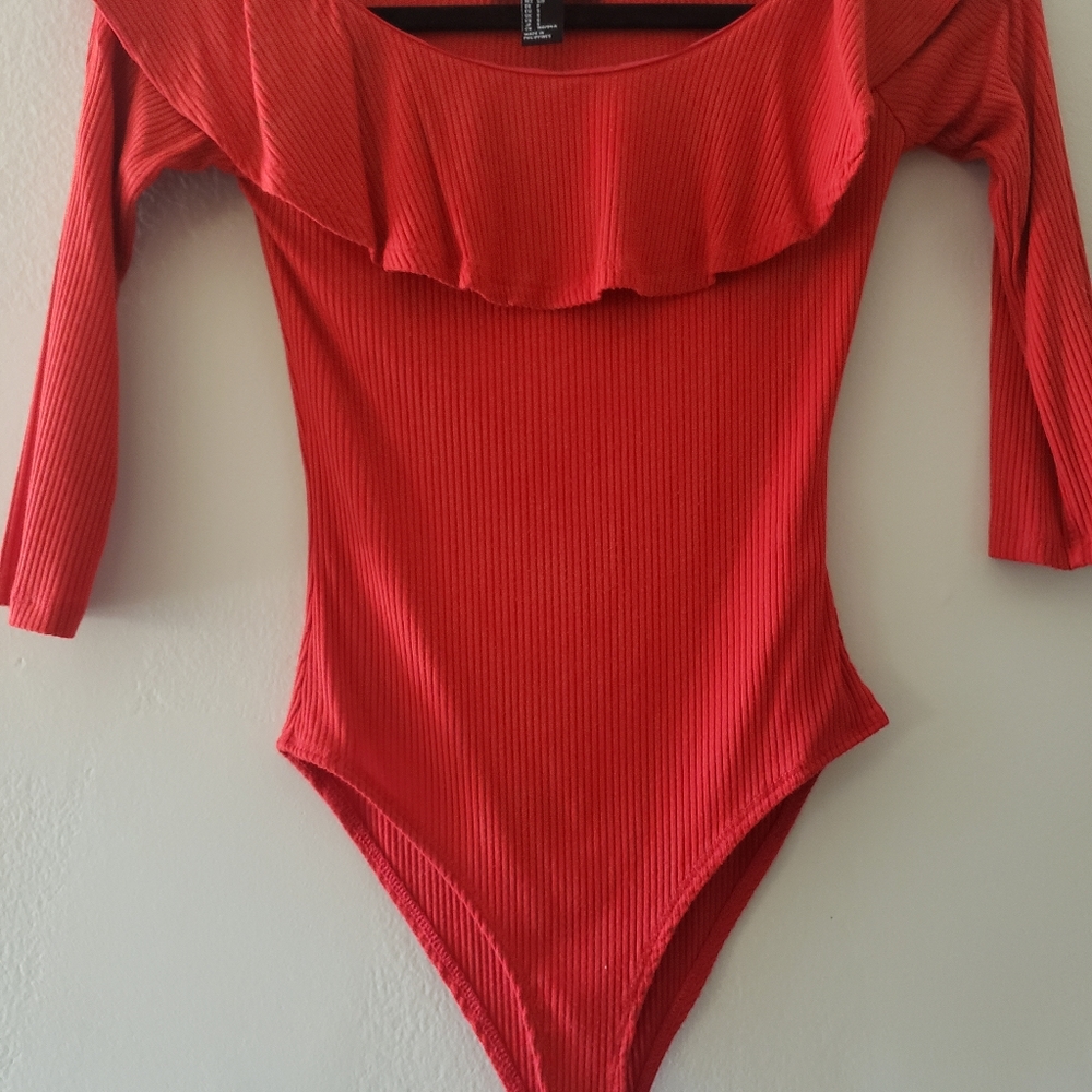 Forever 21 Red Ruffle Bodysuit - Picture 2 of 4